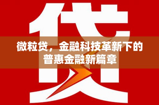 镜铁微粒贷，金融科技革新下的普惠金融新篇章